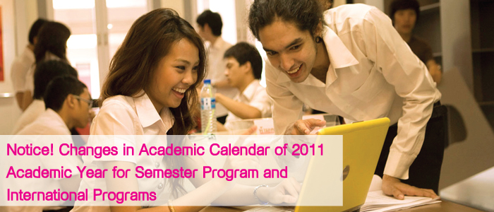 Changes in Academic Calendar for Semester Program International Programs